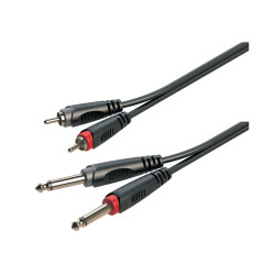 Soundsation JJRR-15BK Adapter cable 2x6.3mm Jack male STEREO - 2xRCA male (1.5mt)