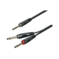Soundsation JJJ-15BK Y-Adapter cable 6.3mm Jack male Stereo 2x6.3mm Jack male MONO / 1.5mt