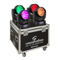 Set of 4 Beam & Wash LED Moving Head 19-12W RGBW 4in1 Zoom with Flight Case Soundsation MHL-19-12W-RGBW SET